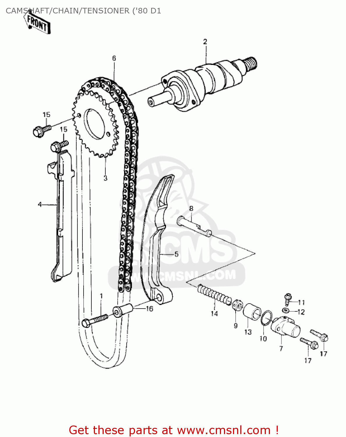 CAMSHAFT/CHAIN/TENSIONER ('80 D1 KZ250D1 KZ250 1980 USA CANADA / MPH KPH