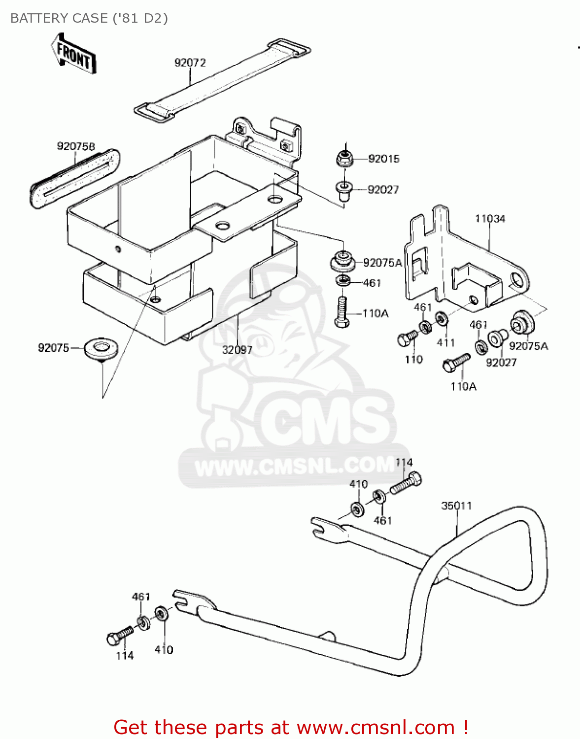 BATTERY CASE ('81 D2) KZ250D1 KZ250 1980 USA CANADA / MPH KPH