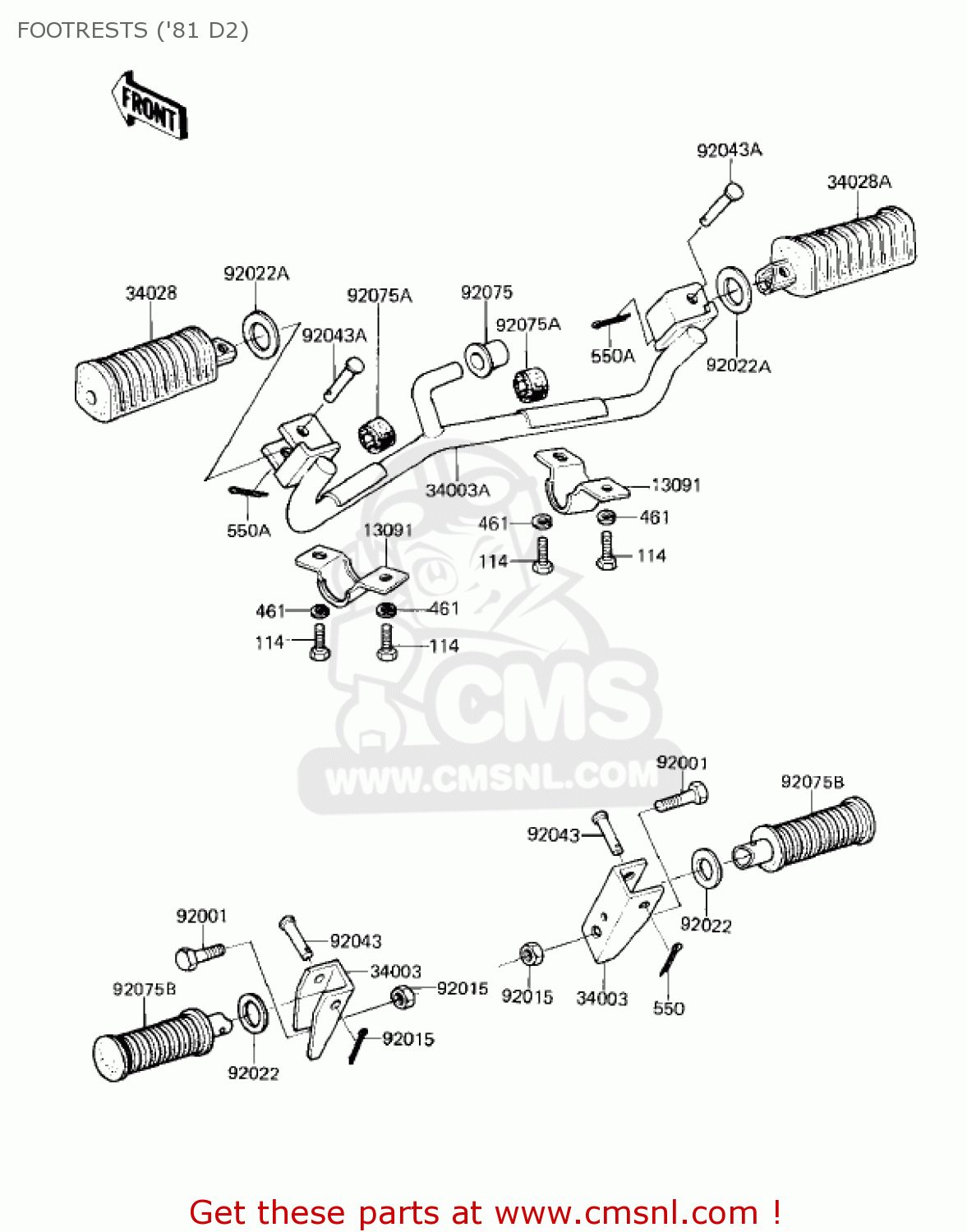 FOOTRESTS ('81 D2) KZ250D1 KZ250 1980 USA CANADA / MPH KPH
