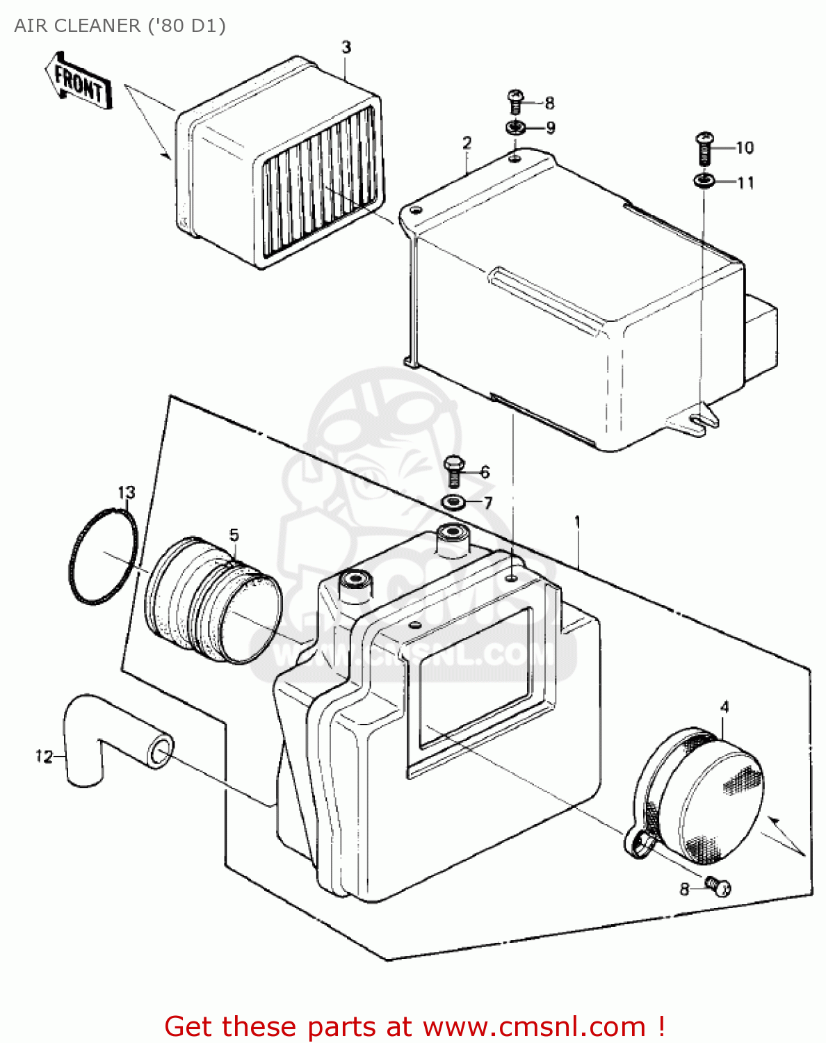 AIR CLEANER ('80 D1) KZ250D1 KZ250 1980 USA CANADA / MPH KPH