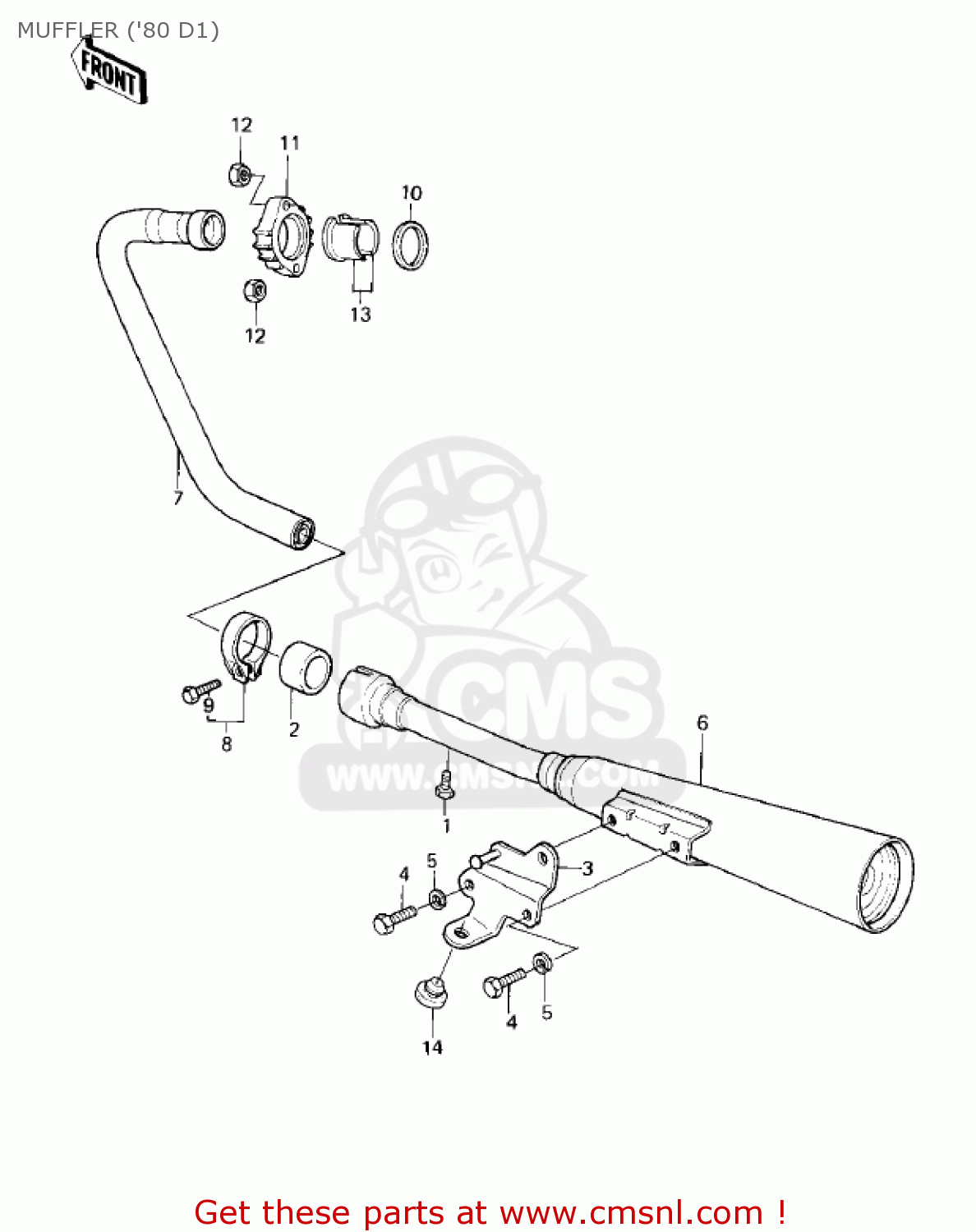 MUFFLER ('80 D1) KZ250D1 KZ250 1980 USA CANADA / MPH KPH