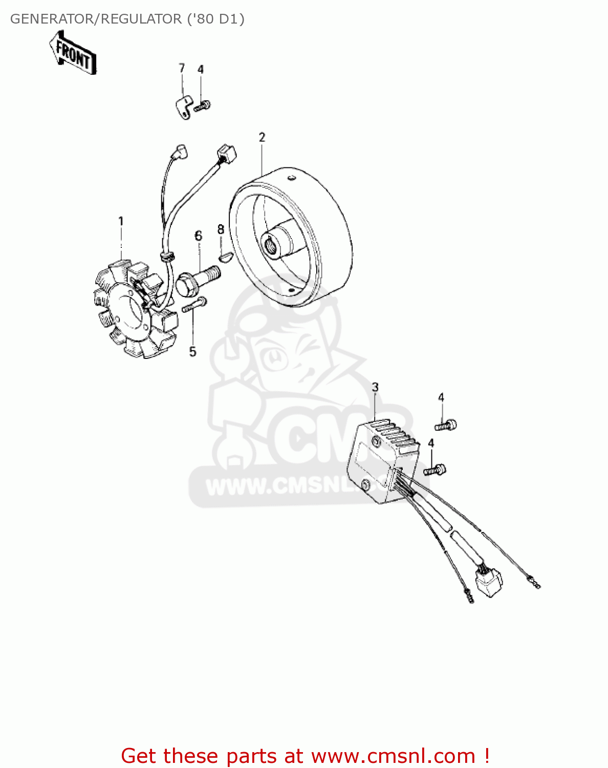 GENERATOR/REGULATOR ('80 D1) KZ250D1 KZ250 1980 USA CANADA / MPH KPH