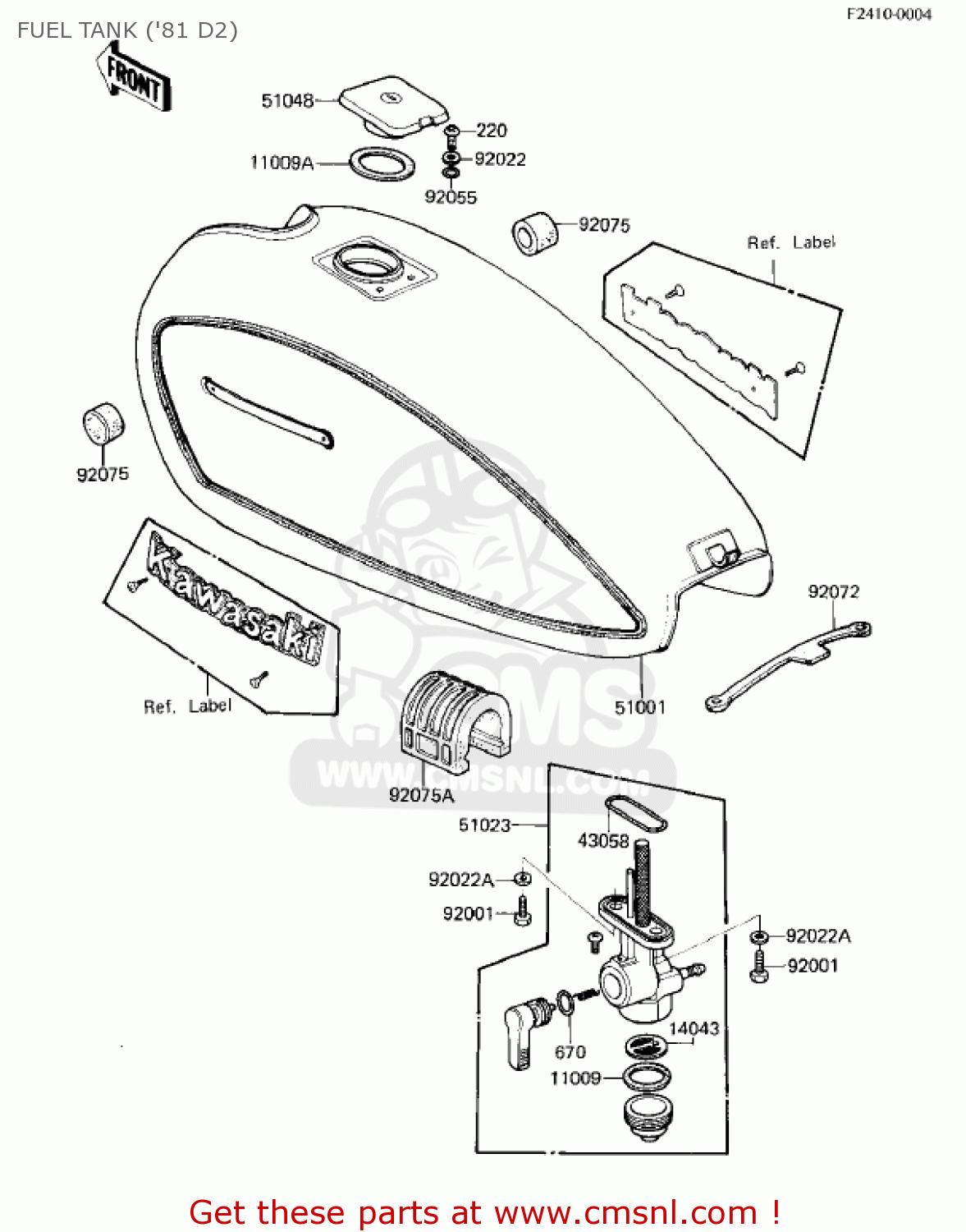 FUEL TANK ('81 D2) KZ250D1 KZ250 1980 USA CANADA / MPH KPH