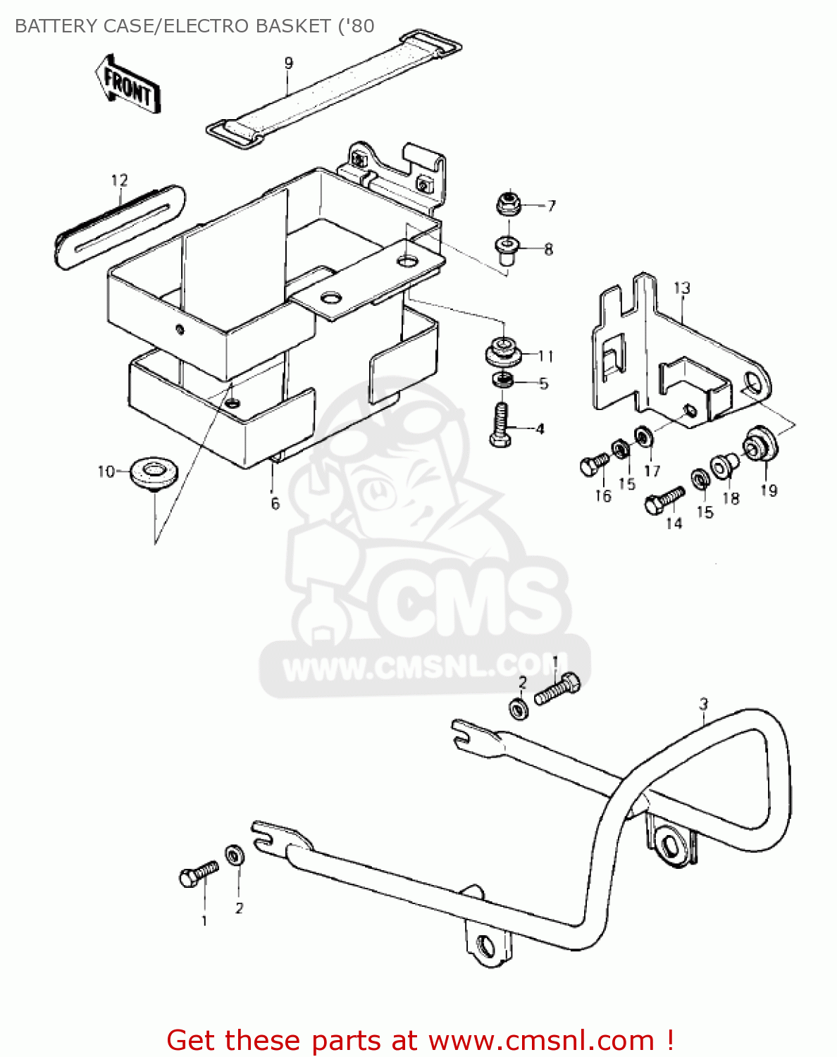 BATTERY CASE/ELECTRO BASKET ('80 KZ250D1 KZ250 1980 USA CANADA / MPH KPH