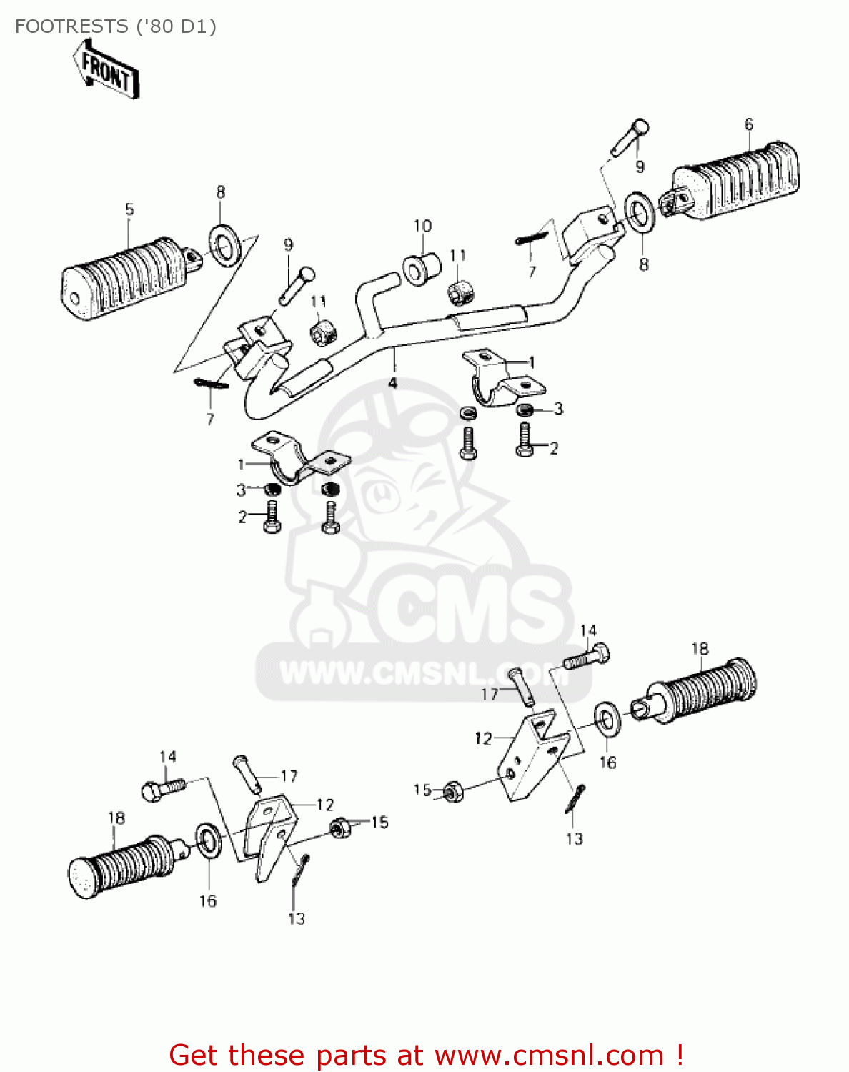 FOOTRESTS ('80 D1) KZ250D1 KZ250 1980 USA CANADA / MPH KPH