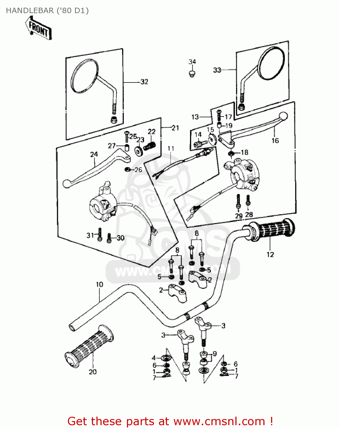 HANDLEBAR ('80 D1) KZ250D1 KZ250 1980 USA CANADA / MPH KPH