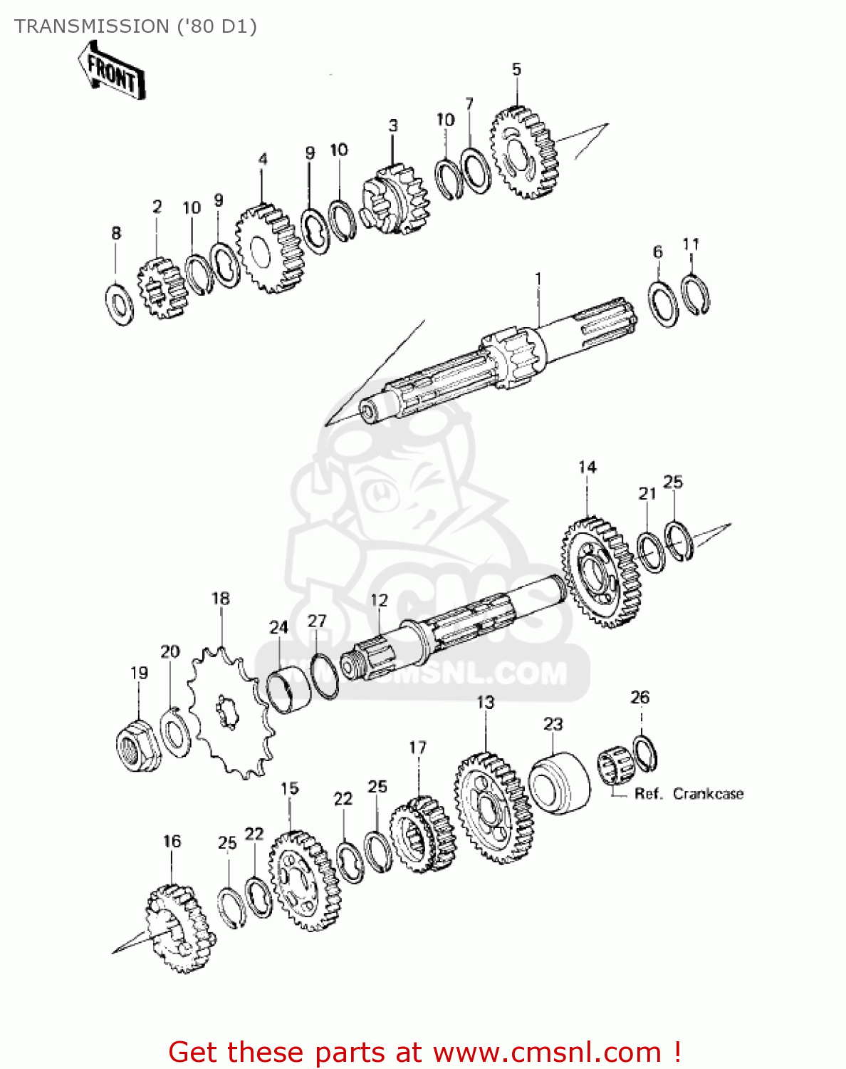 TRANSMISSION ('80 D1) KZ250D1 KZ250 1980 USA CANADA / MPH KPH