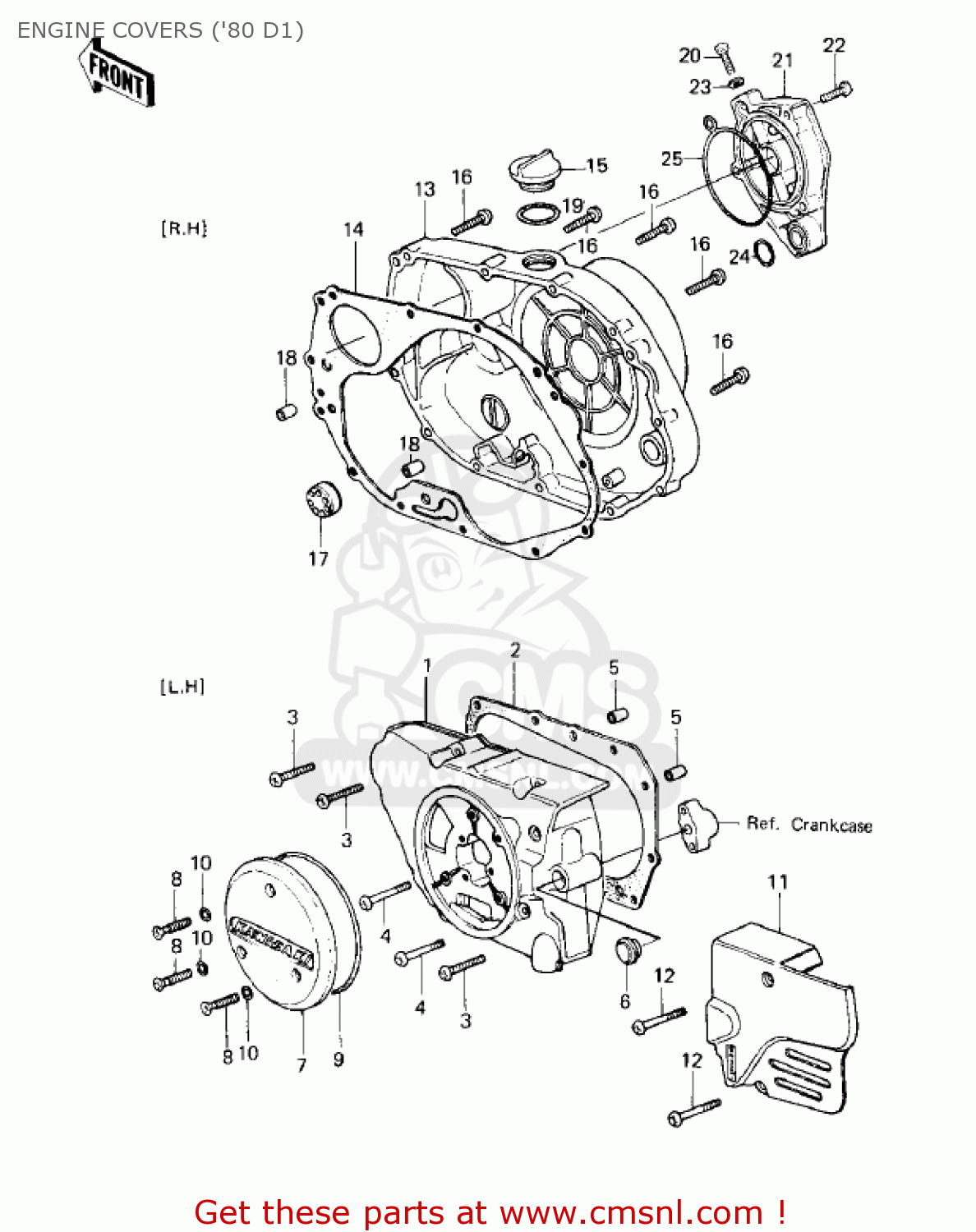 ENGINE COVERS ('80 D1) KZ250D1 KZ250 1980 USA CANADA / MPH KPH