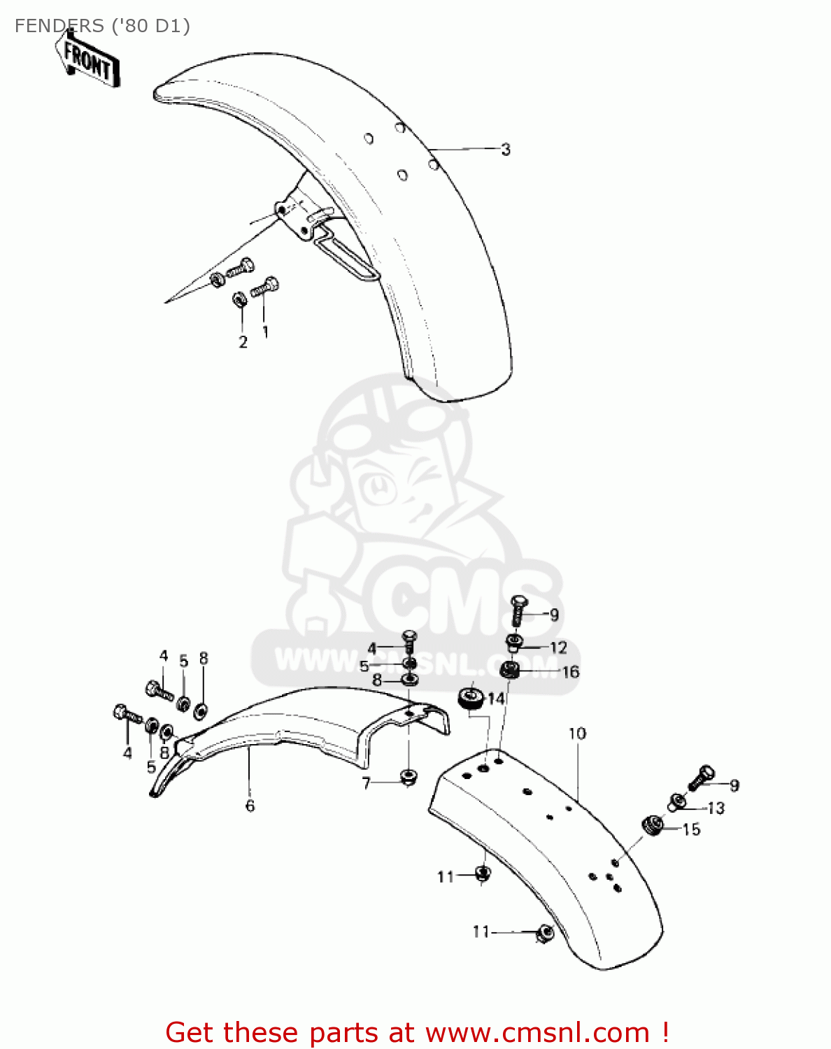 FENDERS ('80 D1) KZ250D1 KZ250 1980 USA CANADA / MPH KPH