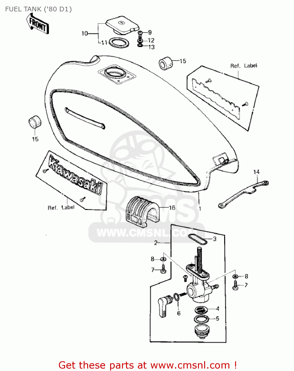 FUEL TANK ('80 D1) KZ250D1 KZ250 1980 USA CANADA / MPH KPH