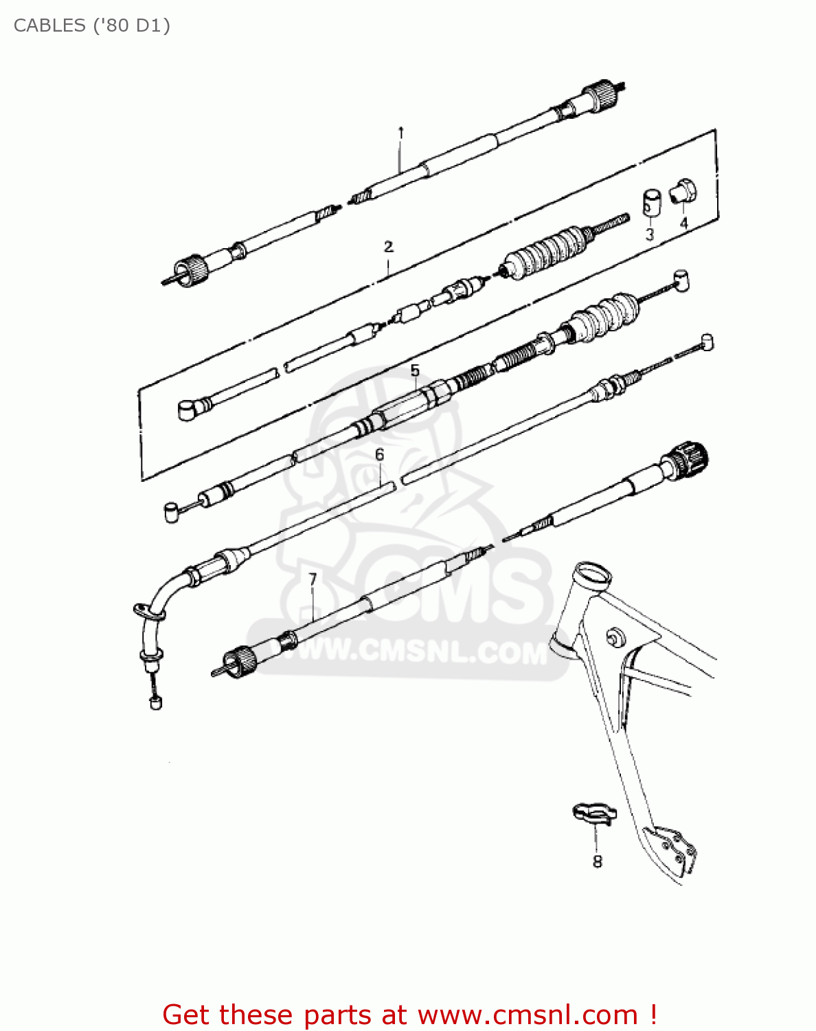 CABLES ('80 D1) KZ250D1 KZ250 1980 USA CANADA / MPH KPH