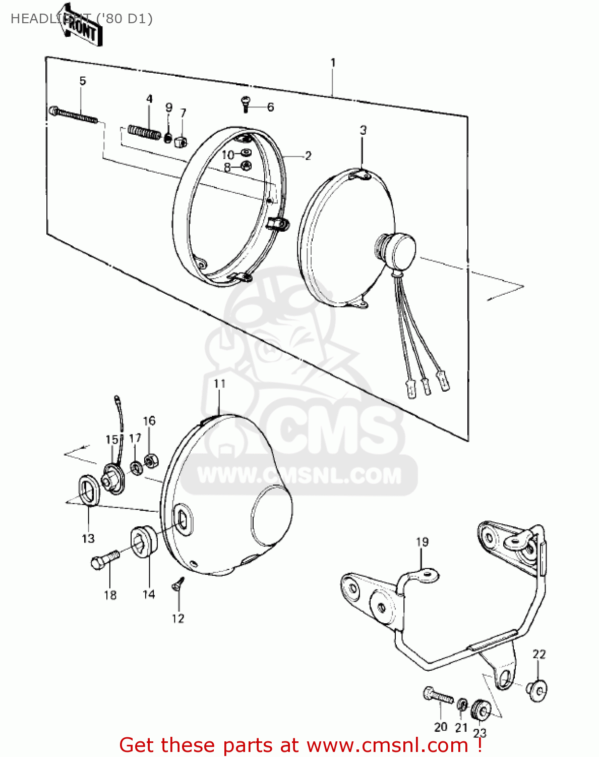 HEADLIGHT ('80 D1) KZ250D1 KZ250 1980 USA CANADA / MPH KPH