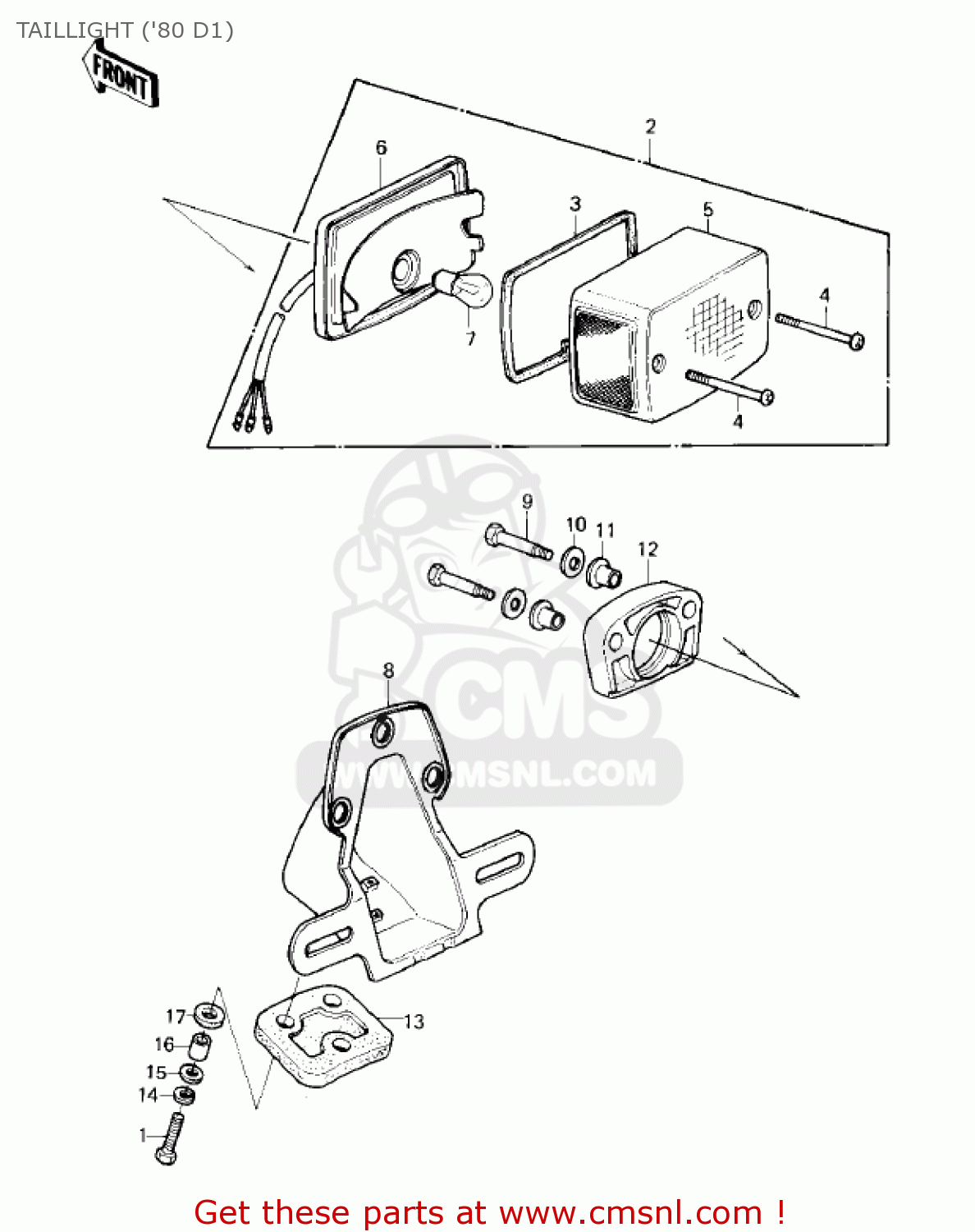 TAILLIGHT ('80 D1) KZ250D1 KZ250 1980 USA CANADA / MPH KPH