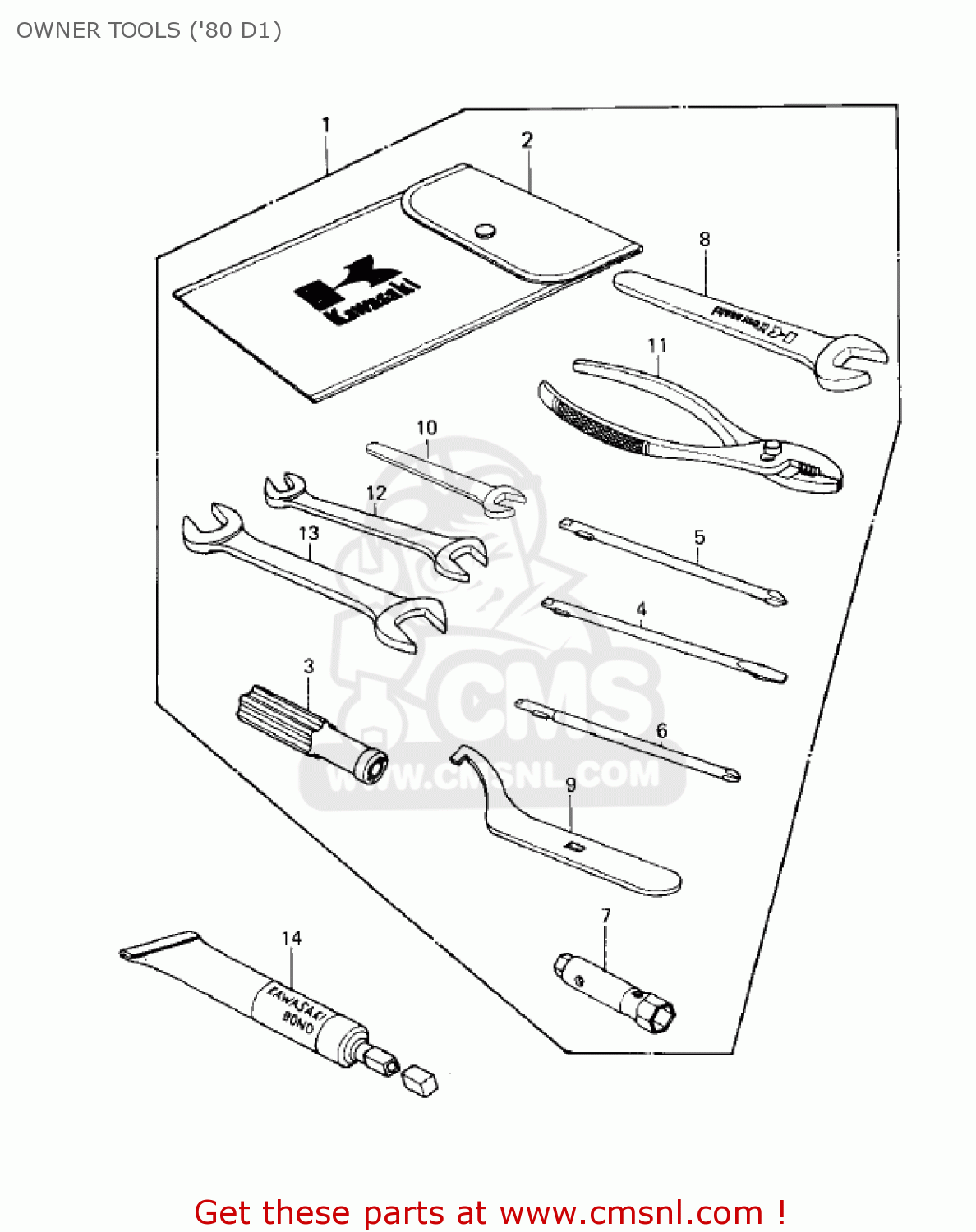 OWNER TOOLS ('80 D1) KZ250D1 KZ250 1980 USA CANADA / MPH KPH