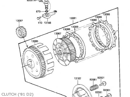 CLUTCH ('81 D2) - KZ250D1 KZ250 1980 USA CANADA / MPH KPH