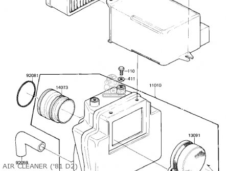 AIR CLEANER ('81 D2) - KZ250D1 KZ250 1980 USA CANADA / MPH KPH