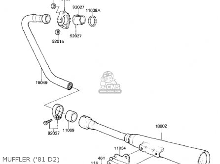 MUFFLER ('81 D2) - KZ250D1 KZ250 1980 USA CANADA / MPH KPH