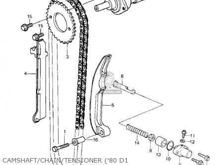 CAMSHAFT/CHAIN/TENSIONER ('80 D1 - KZ250D1 KZ250 1980 USA CANADA / MPH KPH