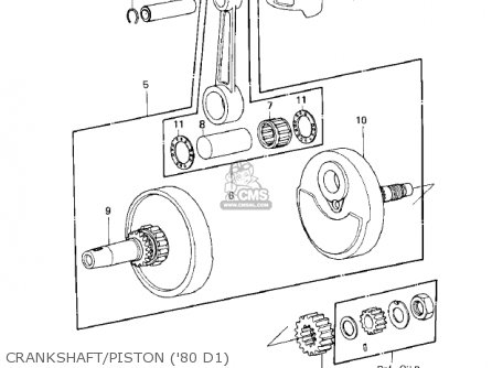 CRANKSHAFT/PISTON ('80 D1) - KZ250D1 KZ250 1980 USA CANADA / MPH KPH