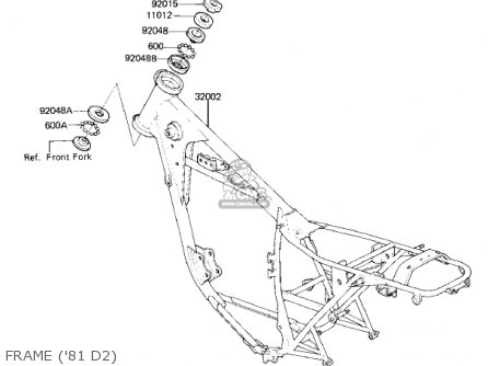 FRAME ('81 D2) - KZ250D1 KZ250 1980 USA CANADA / MPH KPH