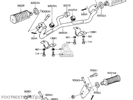 FOOTRESTS ('81 D2) - KZ250D1 KZ250 1980 USA CANADA / MPH KPH