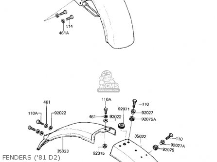 FENDERS ('81 D2) - KZ250D1 KZ250 1980 USA CANADA / MPH KPH
