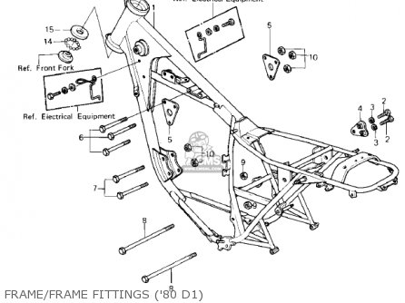 FRAME/FRAME FITTINGS ('80 D1) - KZ250D1 KZ250 1980 USA CANADA / MPH KPH