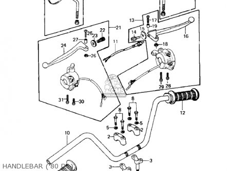 HANDLEBAR ('80 D1) - KZ250D1 KZ250 1980 USA CANADA / MPH KPH