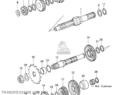 TRANSMISSION ('80 D1) - KZ250D1 KZ250 1980 USA CANADA / MPH KPH