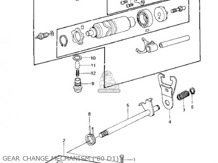GEAR CHANGE MECHANISM ('80 D1) - KZ250D1 KZ250 1980 USA CANADA / MPH KPH