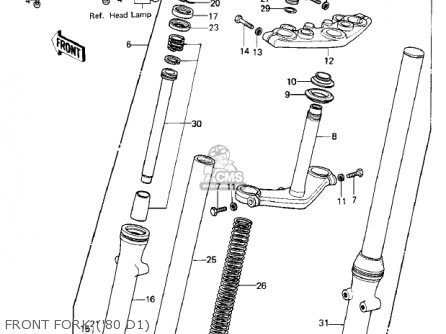 FRONT FORK ('80 D1) - KZ250D1 KZ250 1980 USA CANADA / MPH KPH