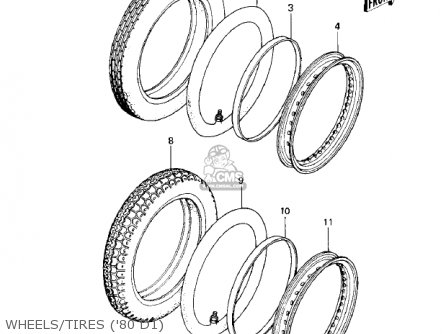 WHEELS/TIRES ('80 D1) - KZ250D1 KZ250 1980 USA CANADA / MPH KPH