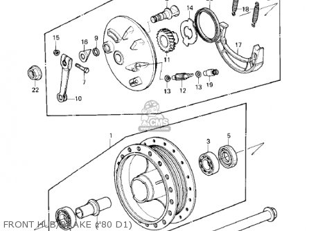 FRONT HUB/BRAKE ('80 D1) - KZ250D1 KZ250 1980 USA CANADA / MPH KPH