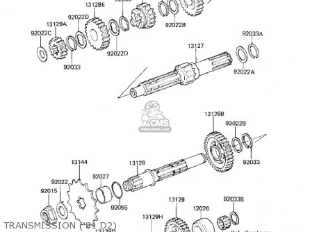 TRANSMISSION ('81 D2) - KZ250D1 KZ250 1980 USA CANADA / MPH KPH