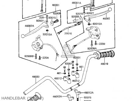 HANDLEBAR ('81 D2) - KZ250D1 KZ250 1980 USA CANADA / MPH KPH