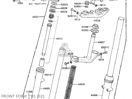FRONT FORK ('81 D2) - KZ250D1 KZ250 1980 USA CANADA / MPH KPH