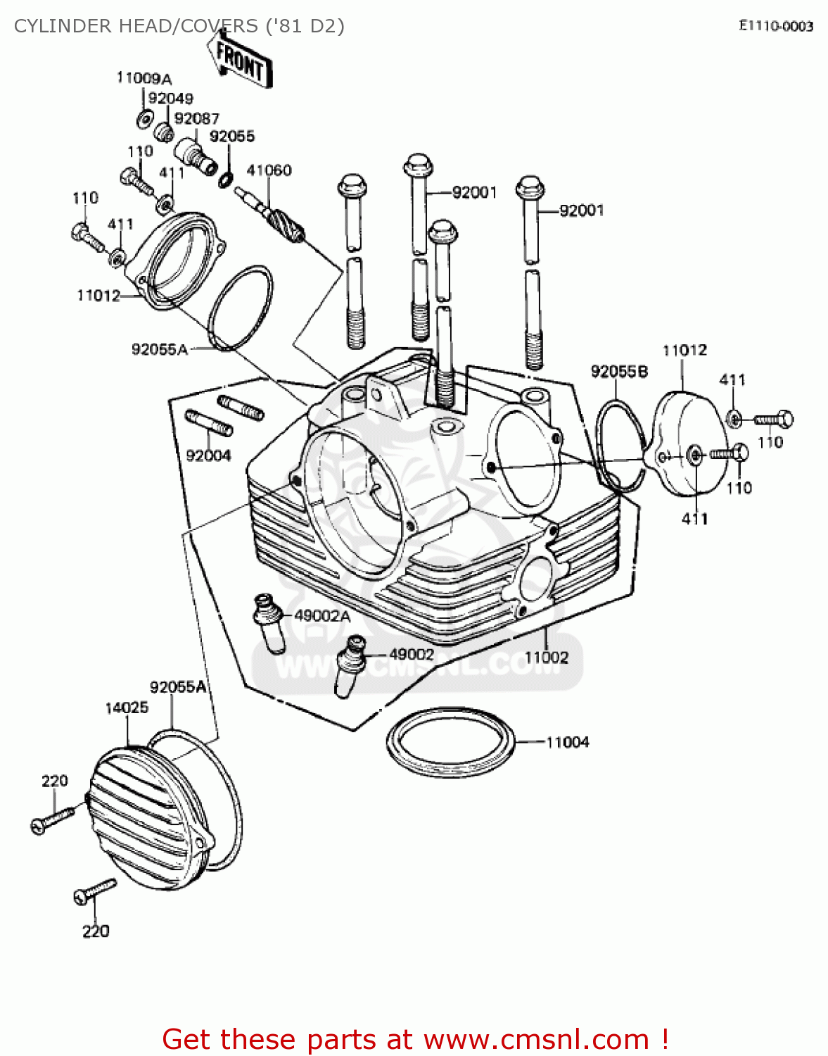 CYLINDER HEAD/COVERS ('81 D2) KZ250D2 CSR 1981 USA CANADA / MPH KPH