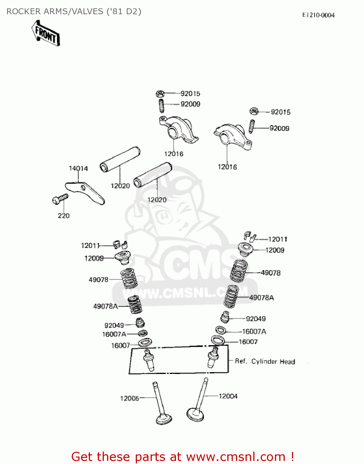 ROCKER ARMS/VALVES ('81 D2) KZ250D2 CSR 1981 USA CANADA / MPH KPH