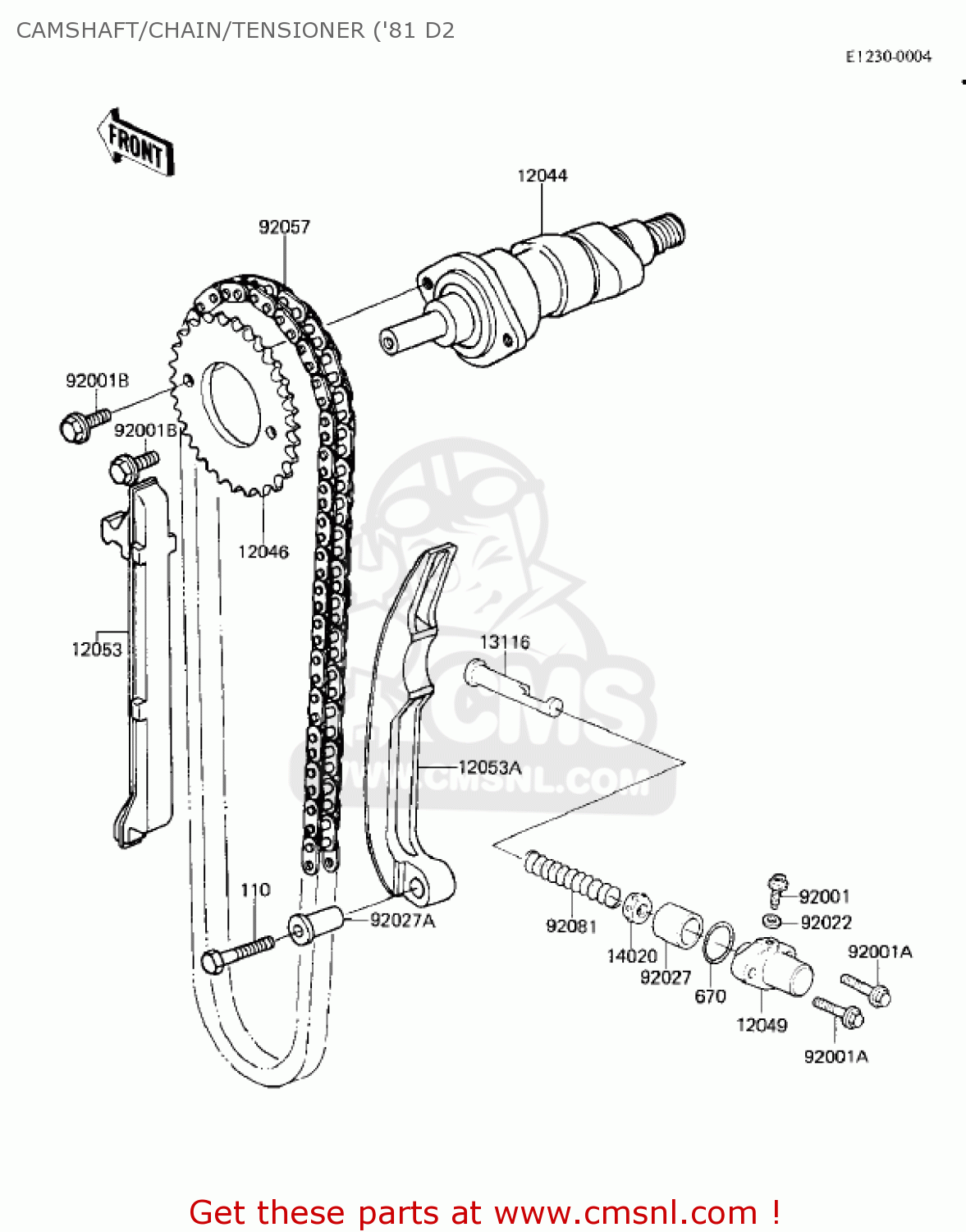 CAMSHAFT/CHAIN/TENSIONER ('81 D2 KZ250D2 CSR 1981 USA CANADA / MPH KPH