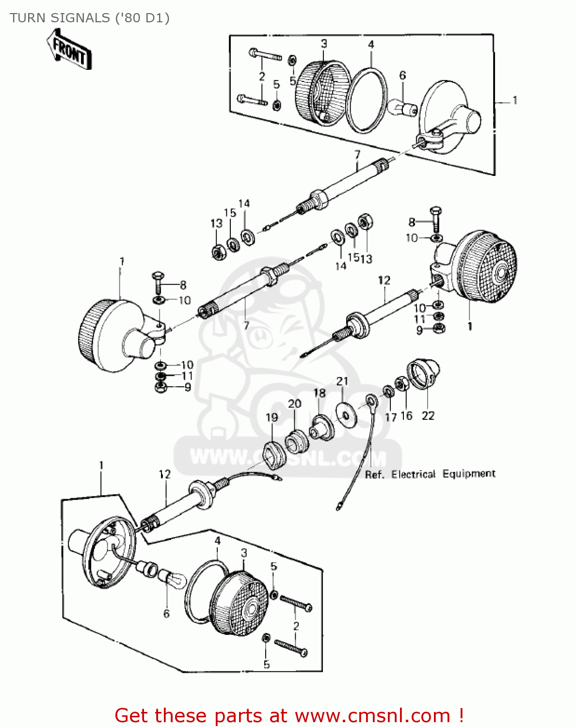 TURN SIGNALS ('80 D1) KZ250D2 CSR 1981 USA CANADA / MPH KPH