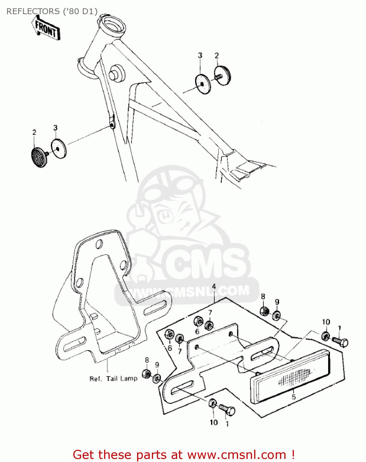 REFLECTORS ('80 D1) KZ250D2 CSR 1981 USA CANADA / MPH KPH