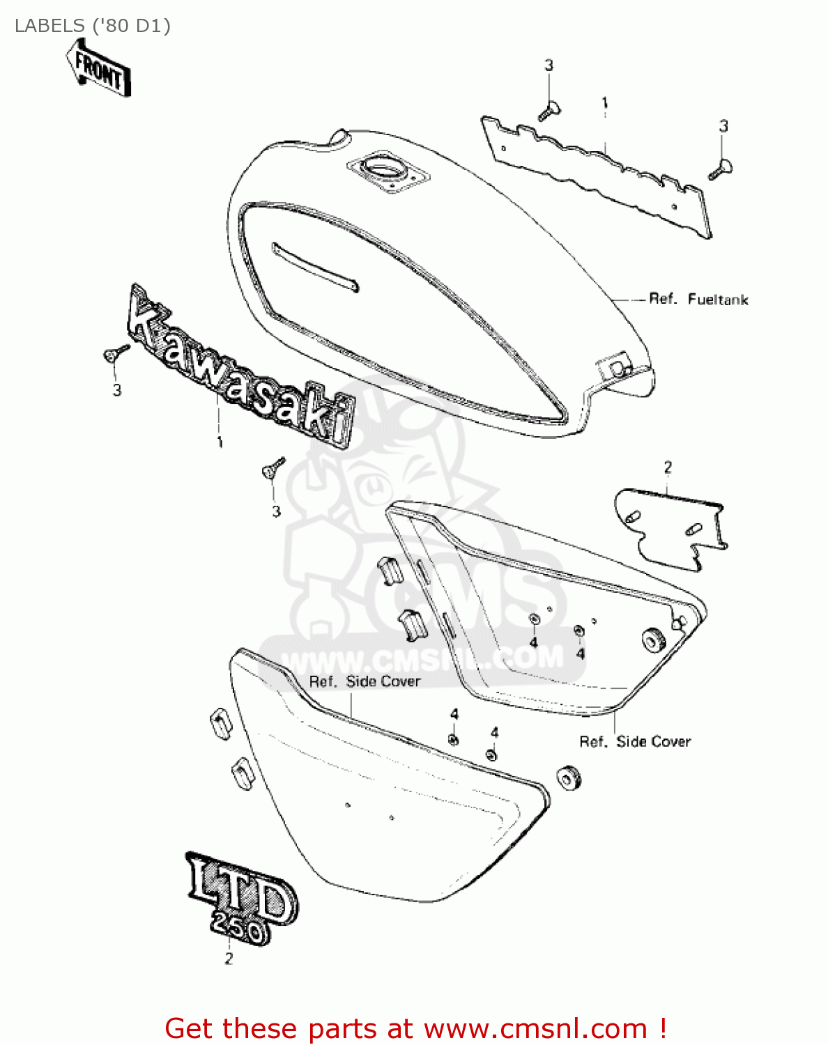 LABELS ('80 D1) KZ250D2 CSR 1981 USA CANADA / MPH KPH