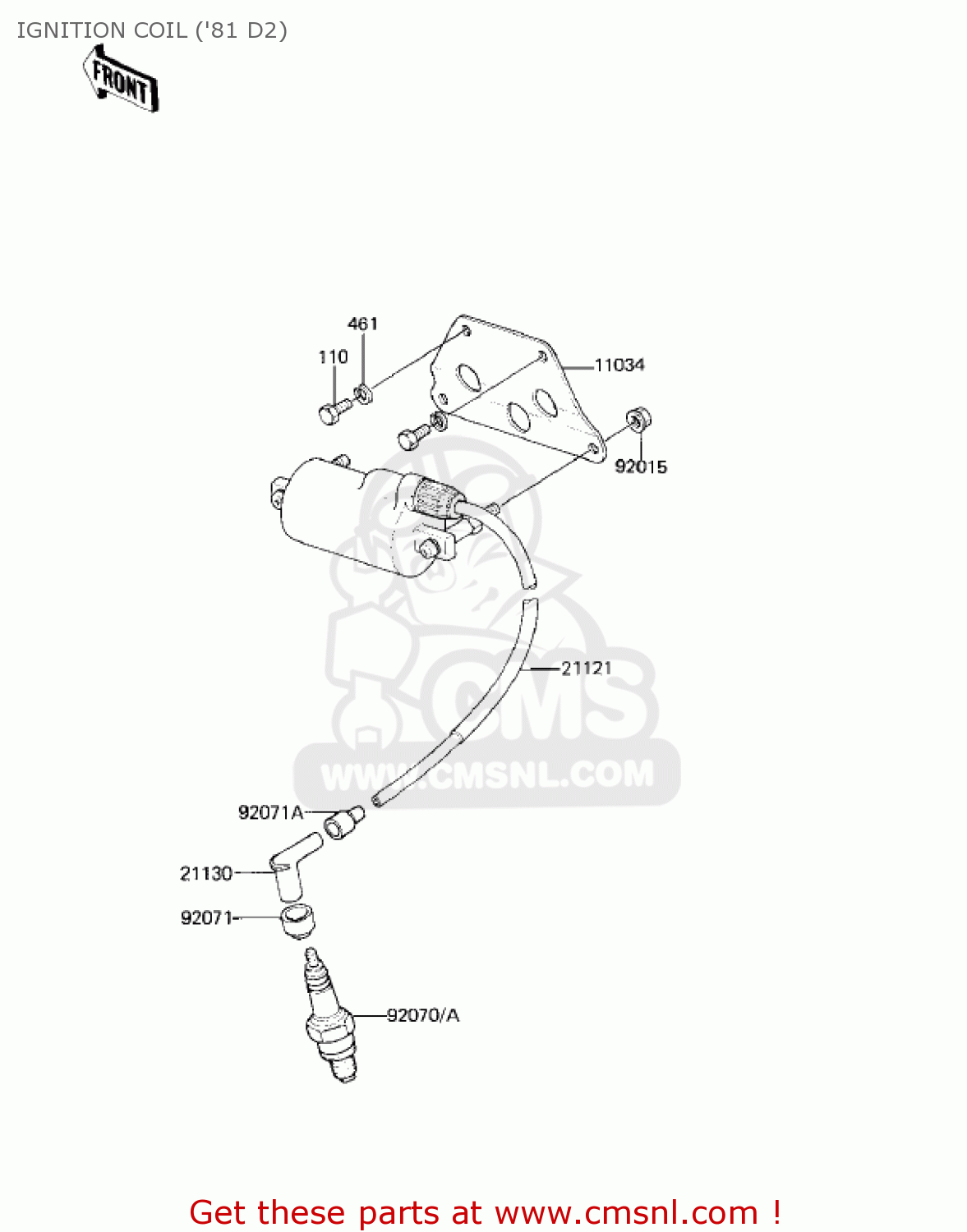 IGNITION COIL ('81 D2) KZ250D2 CSR 1981 USA CANADA / MPH KPH
