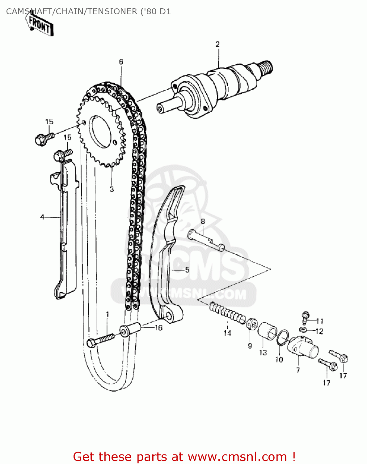 CAMSHAFT/CHAIN/TENSIONER ('80 D1 KZ250D2 CSR 1981 USA CANADA / MPH KPH