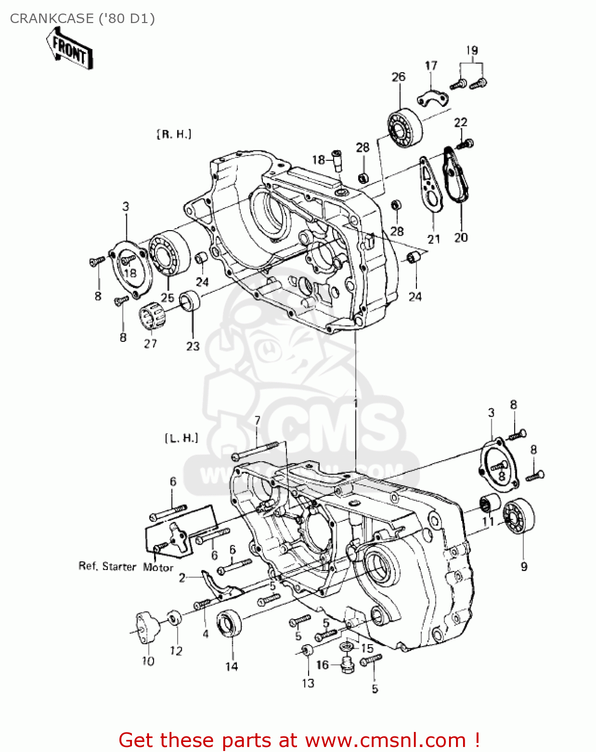 CRANKCASE ('80 D1) KZ250D2 CSR 1981 USA CANADA / MPH KPH