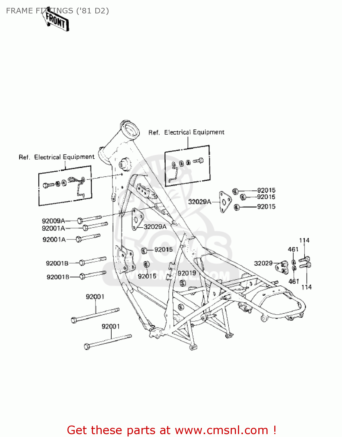 FRAME FITTINGS ('81 D2) KZ250D2 CSR 1981 USA CANADA / MPH KPH