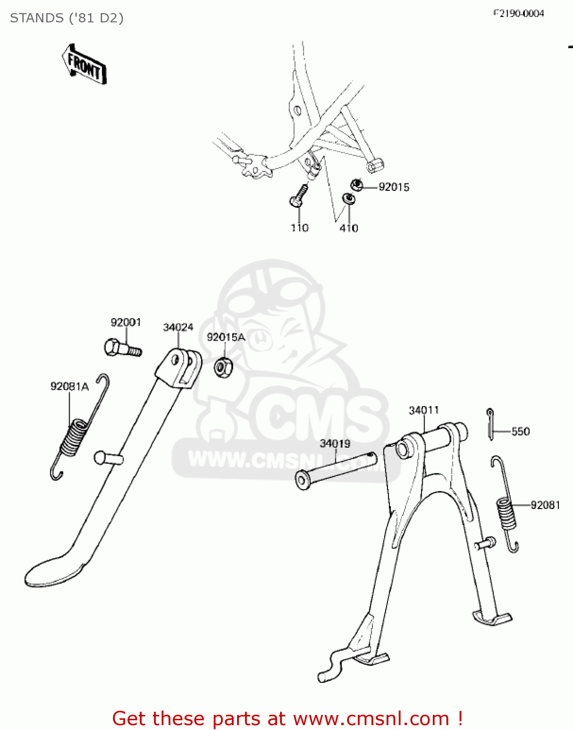STANDS ('81 D2) KZ250D2 CSR 1981 USA CANADA / MPH KPH