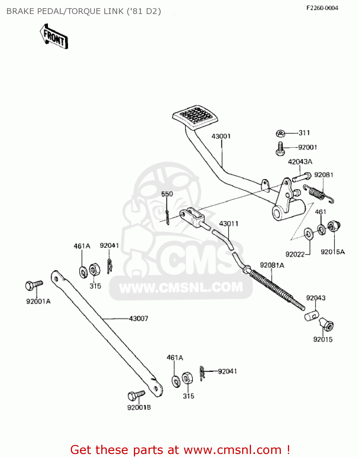BRAKE PEDAL/TORQUE LINK ('81 D2) KZ250D2 CSR 1981 USA CANADA / MPH KPH