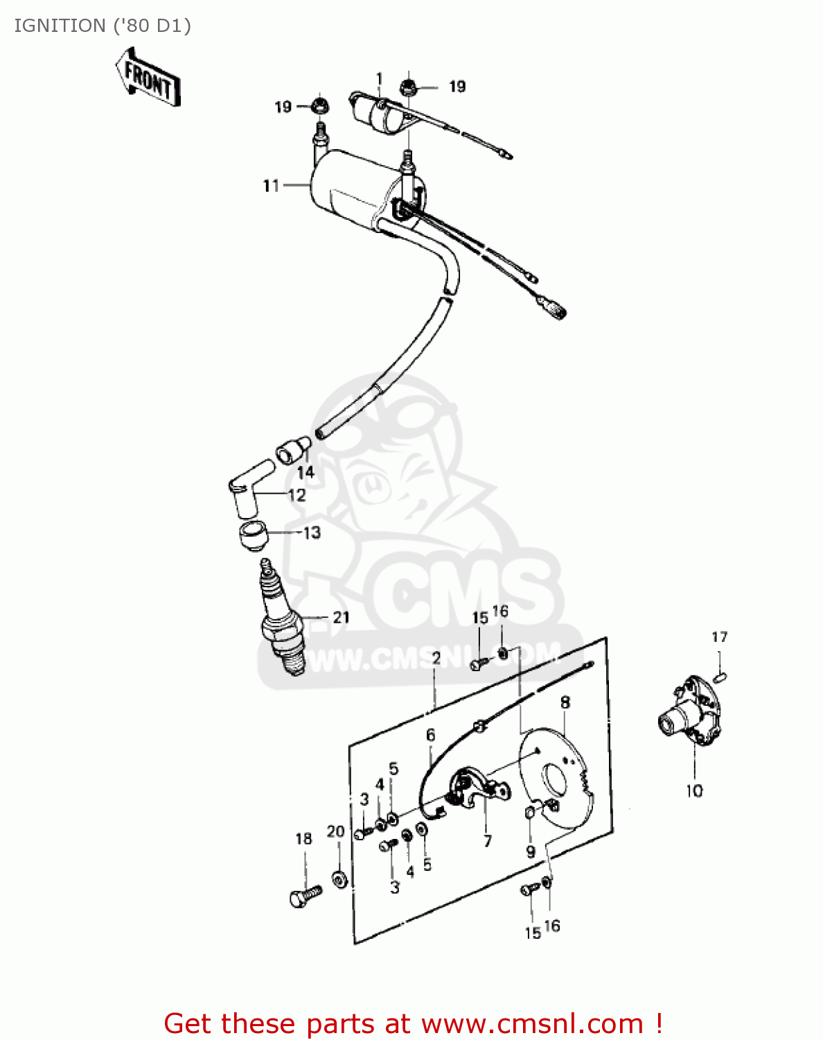IGNITION ('80 D1) KZ250D2 CSR 1981 USA CANADA / MPH KPH