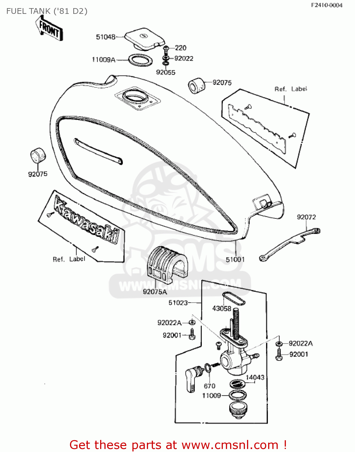 FUEL TANK ('81 D2) KZ250D2 CSR 1981 USA CANADA / MPH KPH